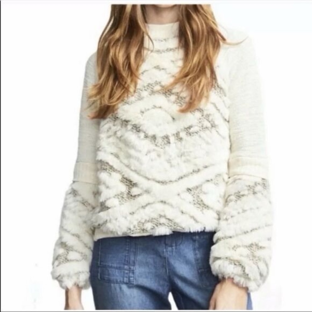 Anthropologie | Amadi Calista Faux‎ Fur Mixed Fiber Sweater XS